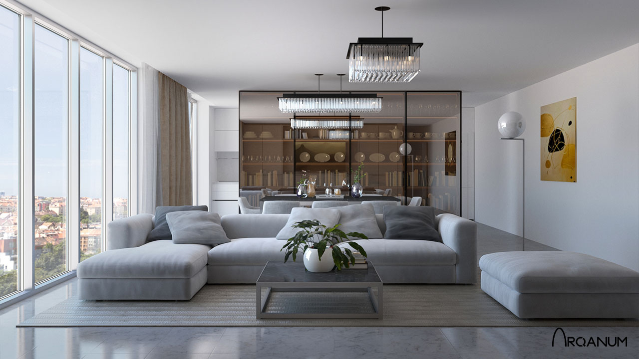 Building of eleven houses in Sagunto, living room